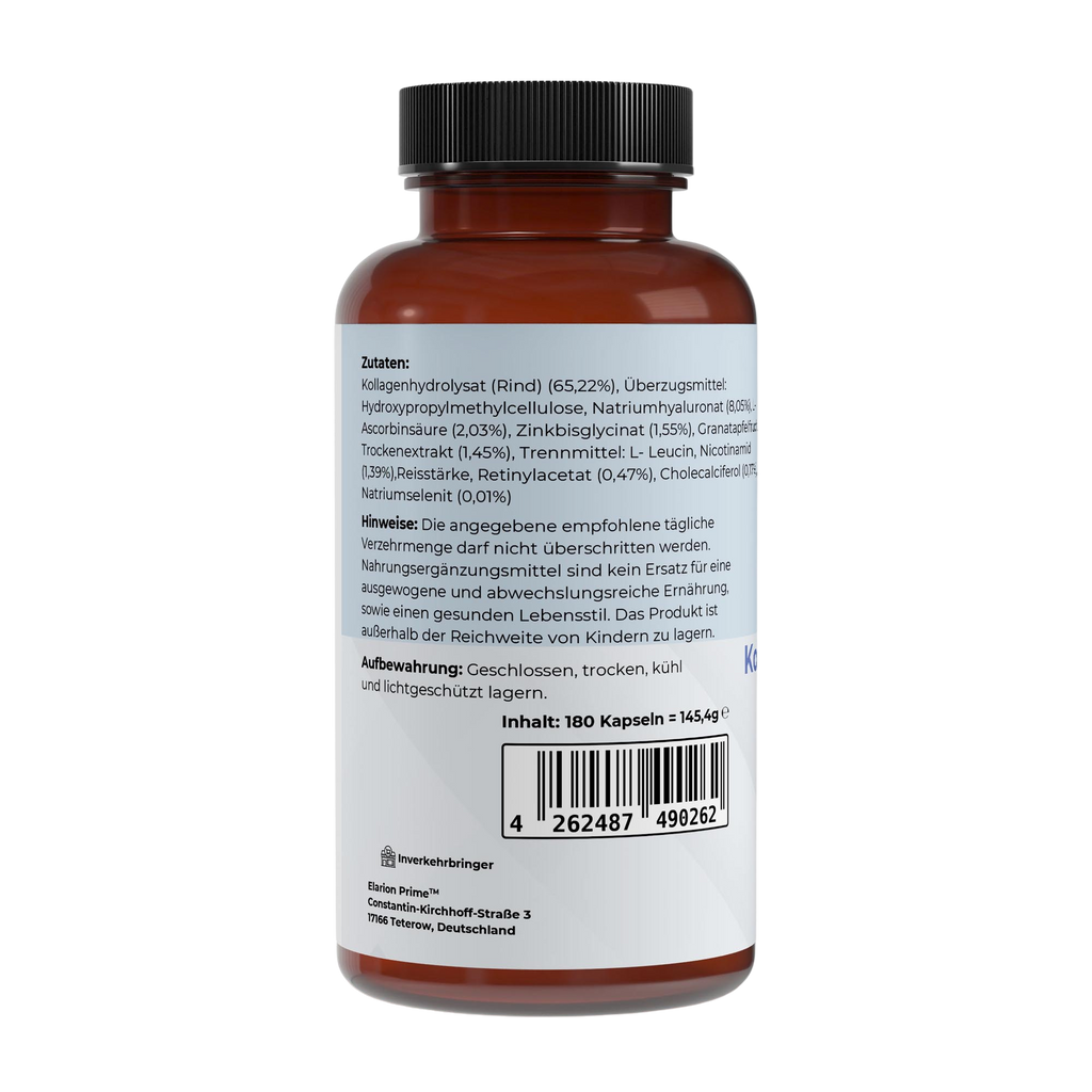 Kollagen PLUS+ Komplex – Hyaluronsäure, Vitamin C & Zink | 180 Kapseln