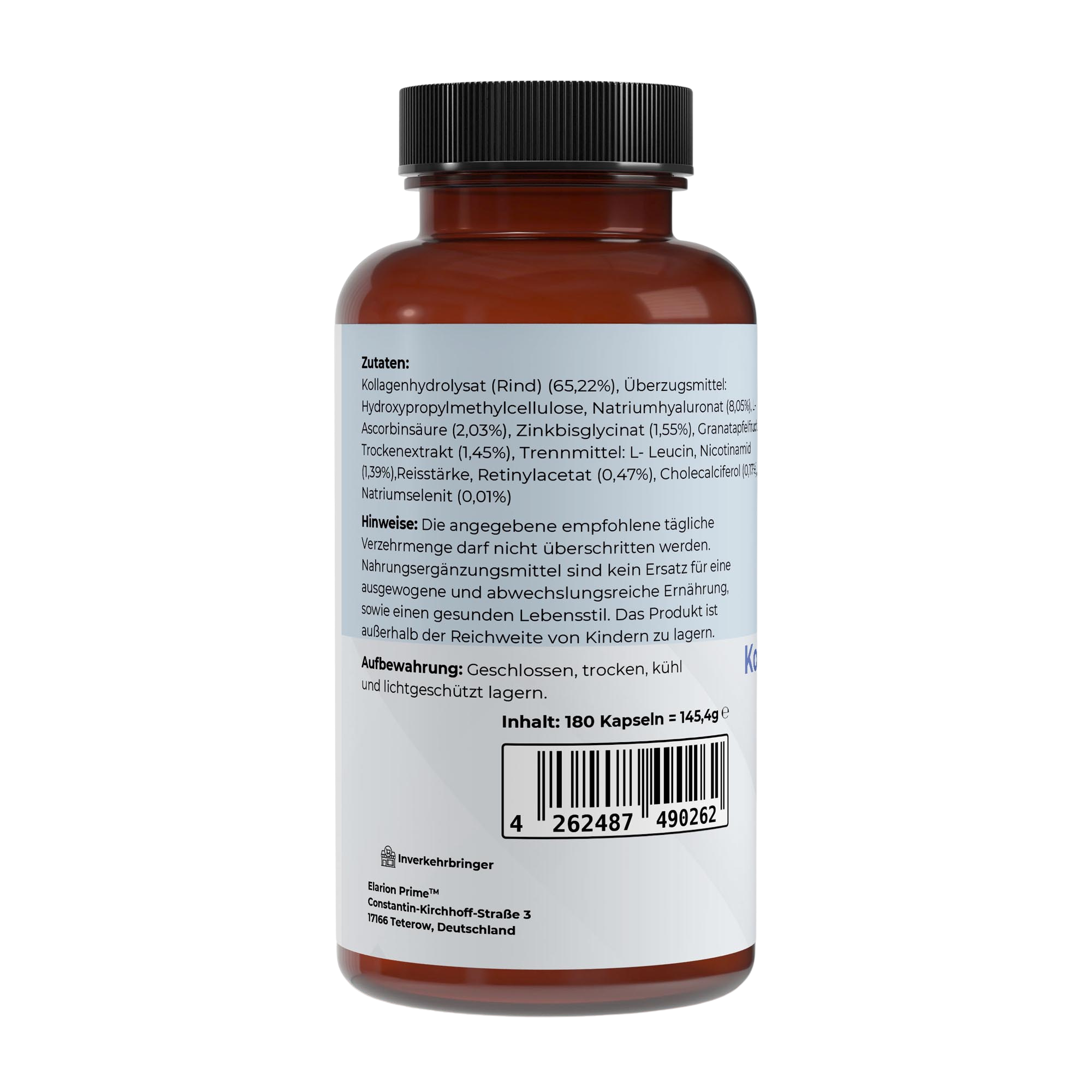 Kollagen PLUS+ Komplex – Hyaluronsäure, Vitamin C & Zink | 180 Kapseln