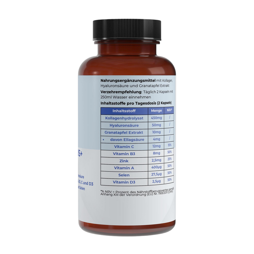 Kollagen PLUS+ Komplex – Hyaluronsäure, Vitamin C & Zink | 180 Kapseln