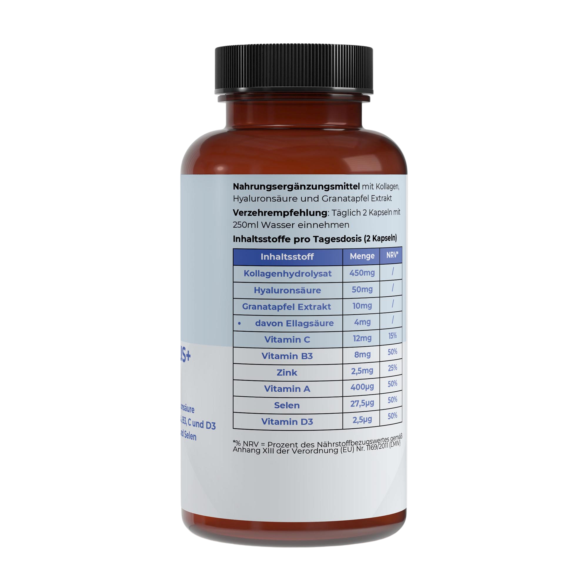 Kollagen PLUS+ Komplex – Hyaluronsäure, Vitamin C & Zink | 180 Kapseln