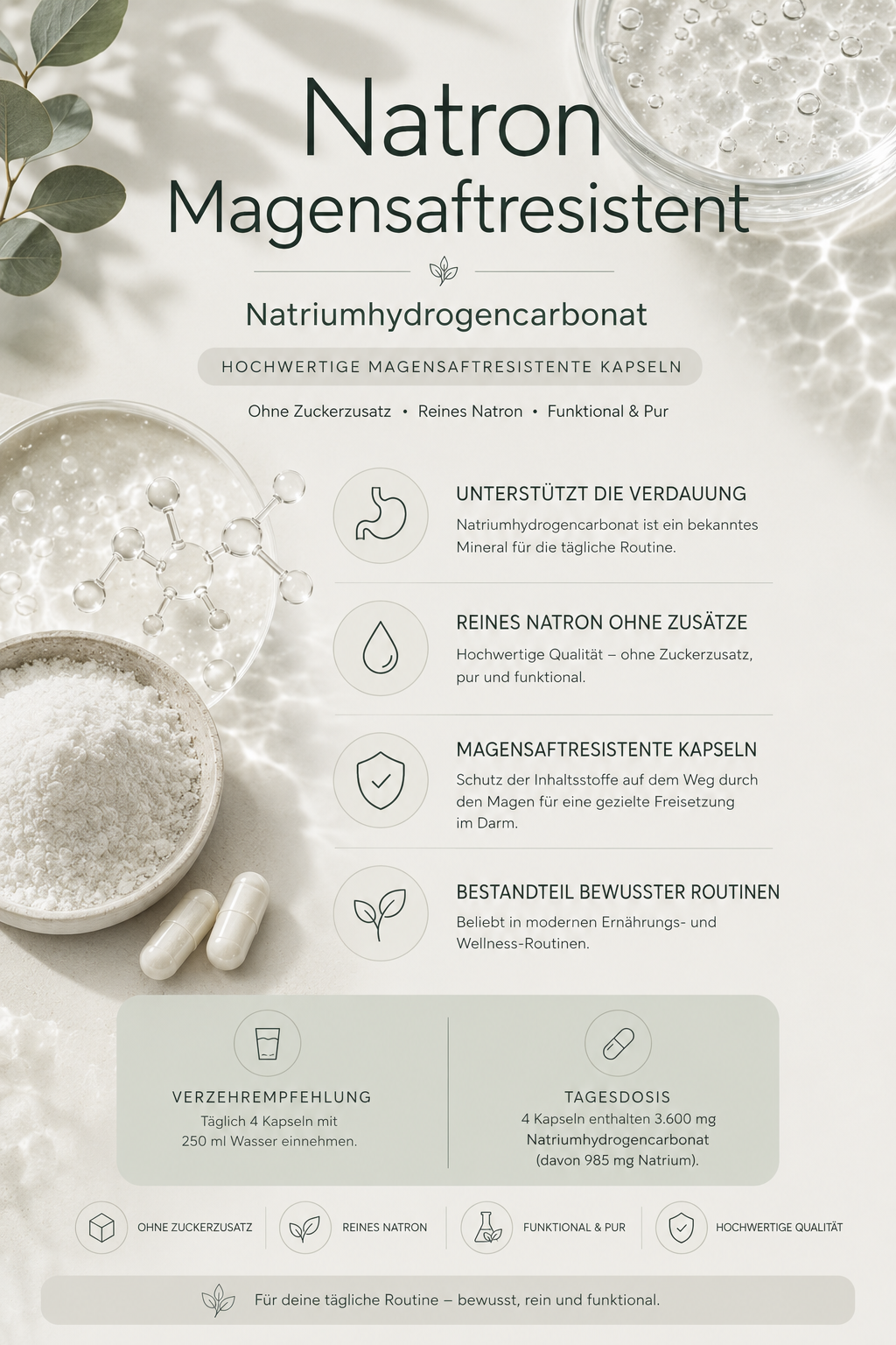 Natron Magensaftresistent – Natriumhydrogencarbonat | 120 Kapseln